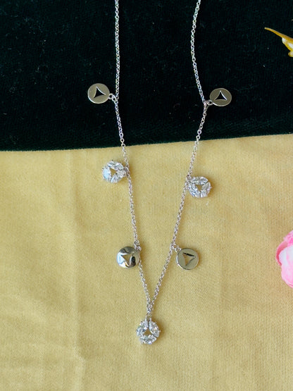 Pastel Rainbow Cubic Zirconia Floral Charm Necklace