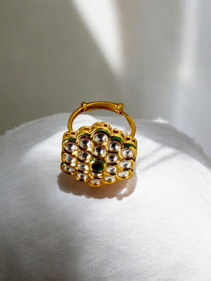 Tara Pachi Kundan Ring