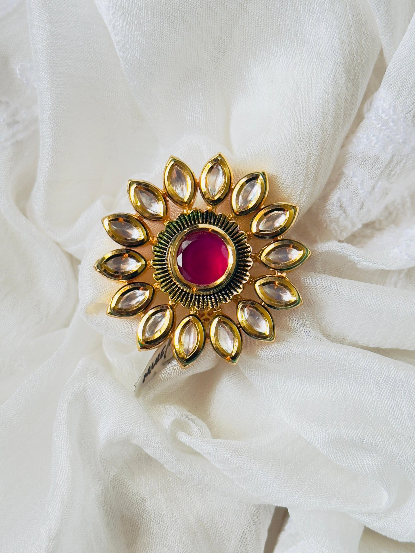 Prashi Pachi Kundan Ring