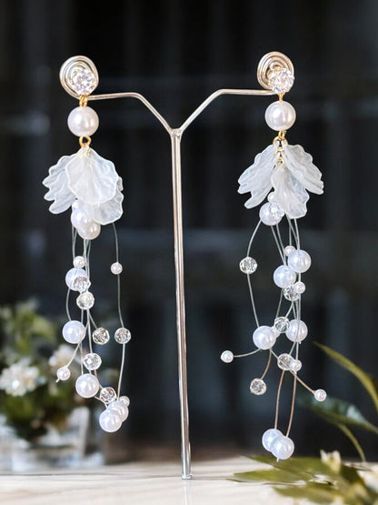 Petal Cascade CZ Pearl Danglers