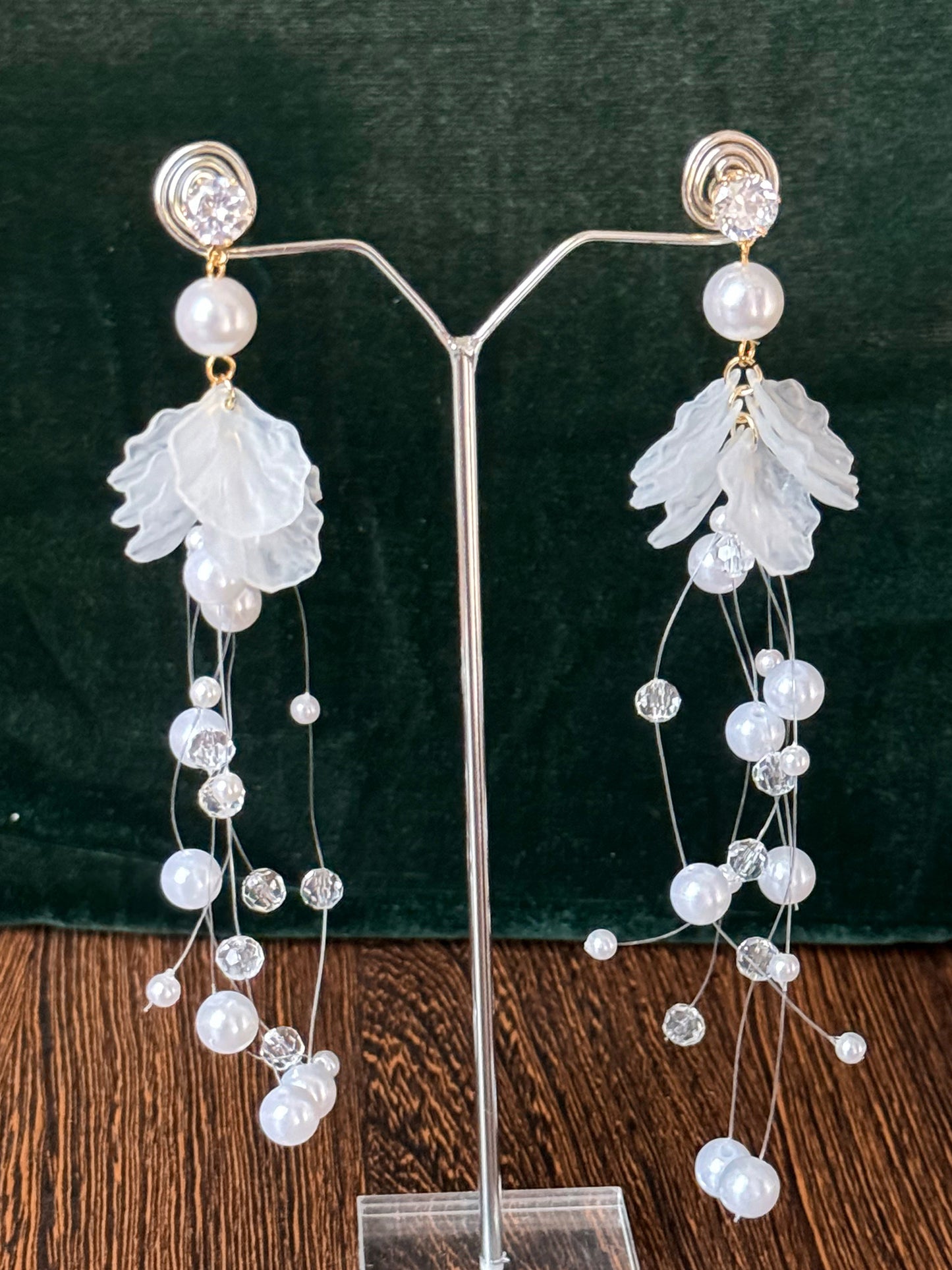 Petal Cascade CZ Pearl Danglers