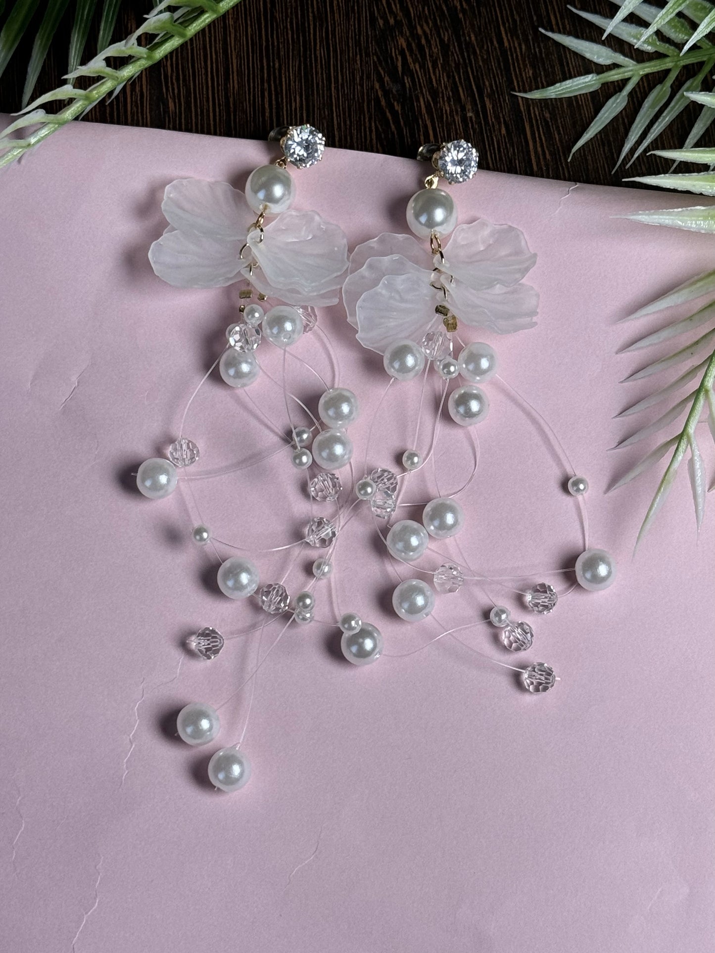 Petal Cascade CZ Pearl Danglers