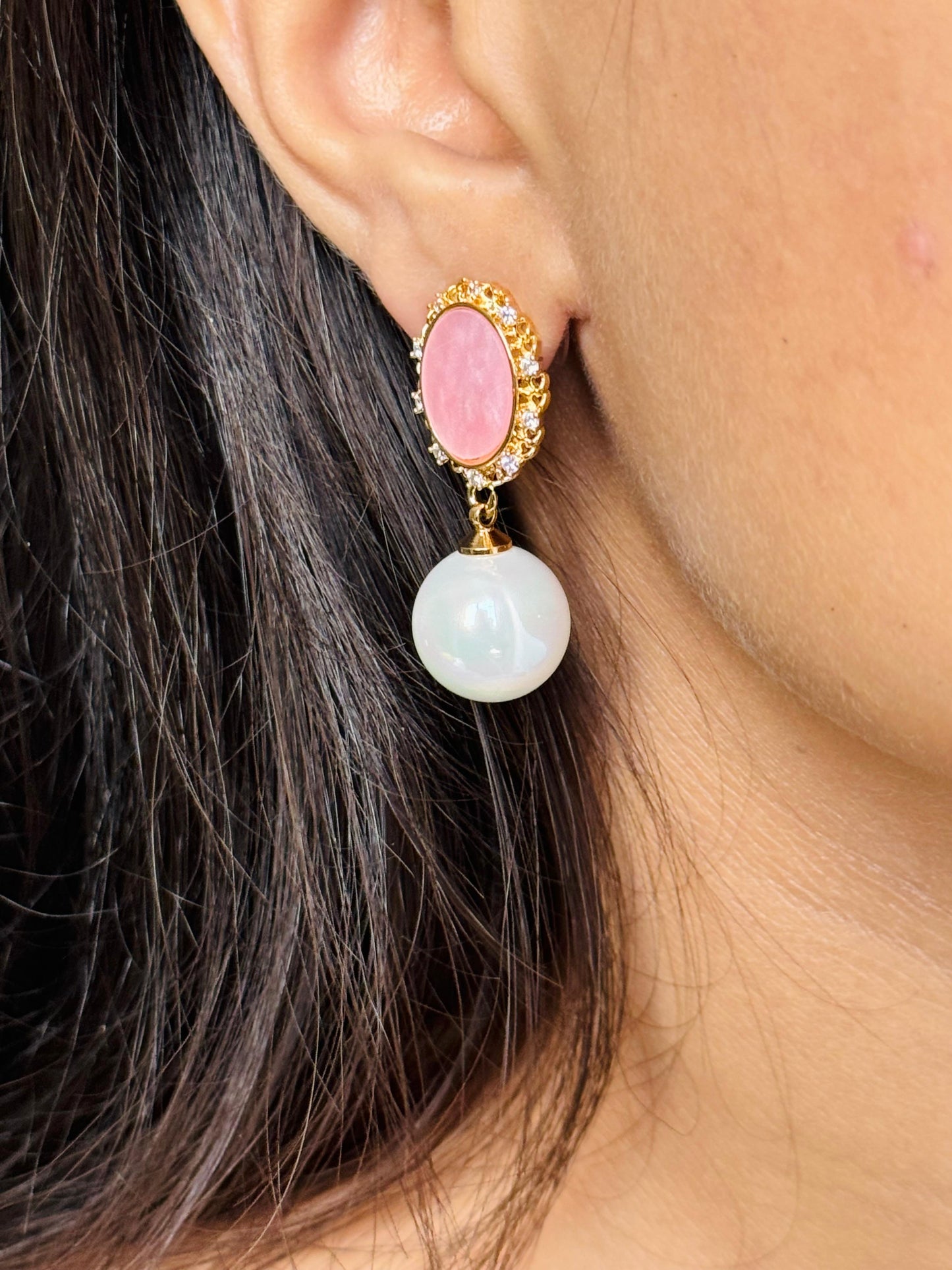 Luminous CZ Pearl Mother-of-Pearl Drop Earrings