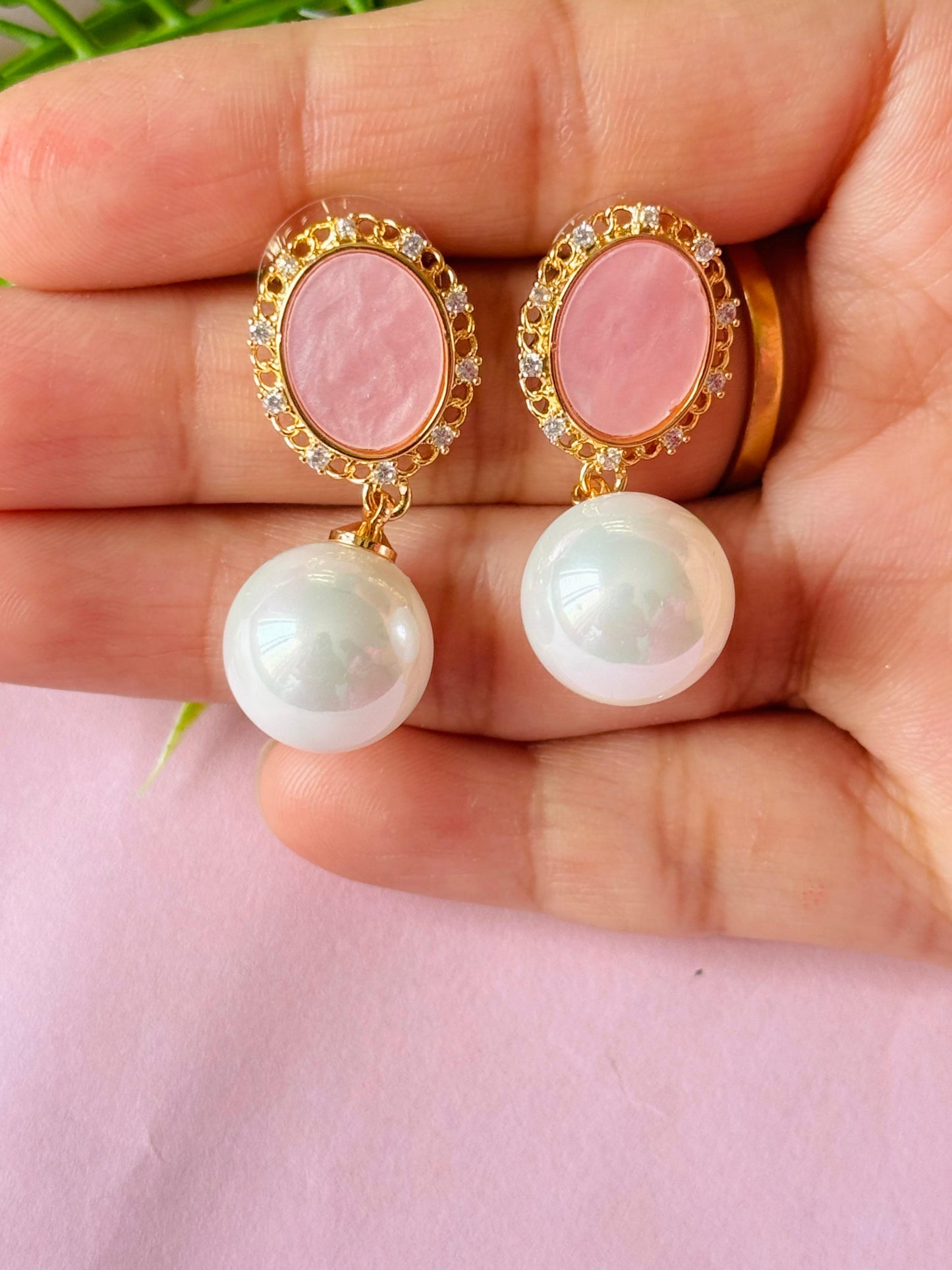 Luminous CZ Pearl Mother-of-Pearl Drop Earrings