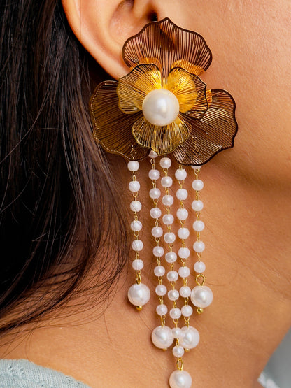 Whimsical Blooming Pearl Dangle Earrings