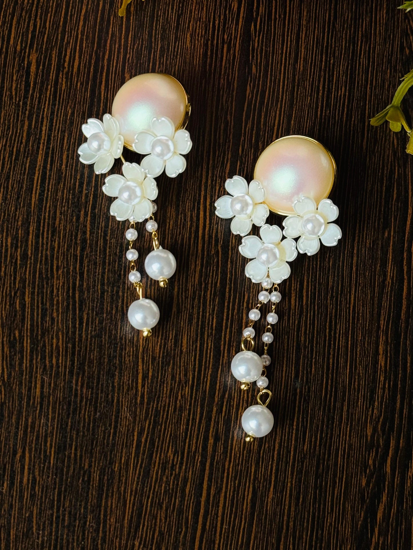 Sophisticated Floral Pearl Drop Earrings