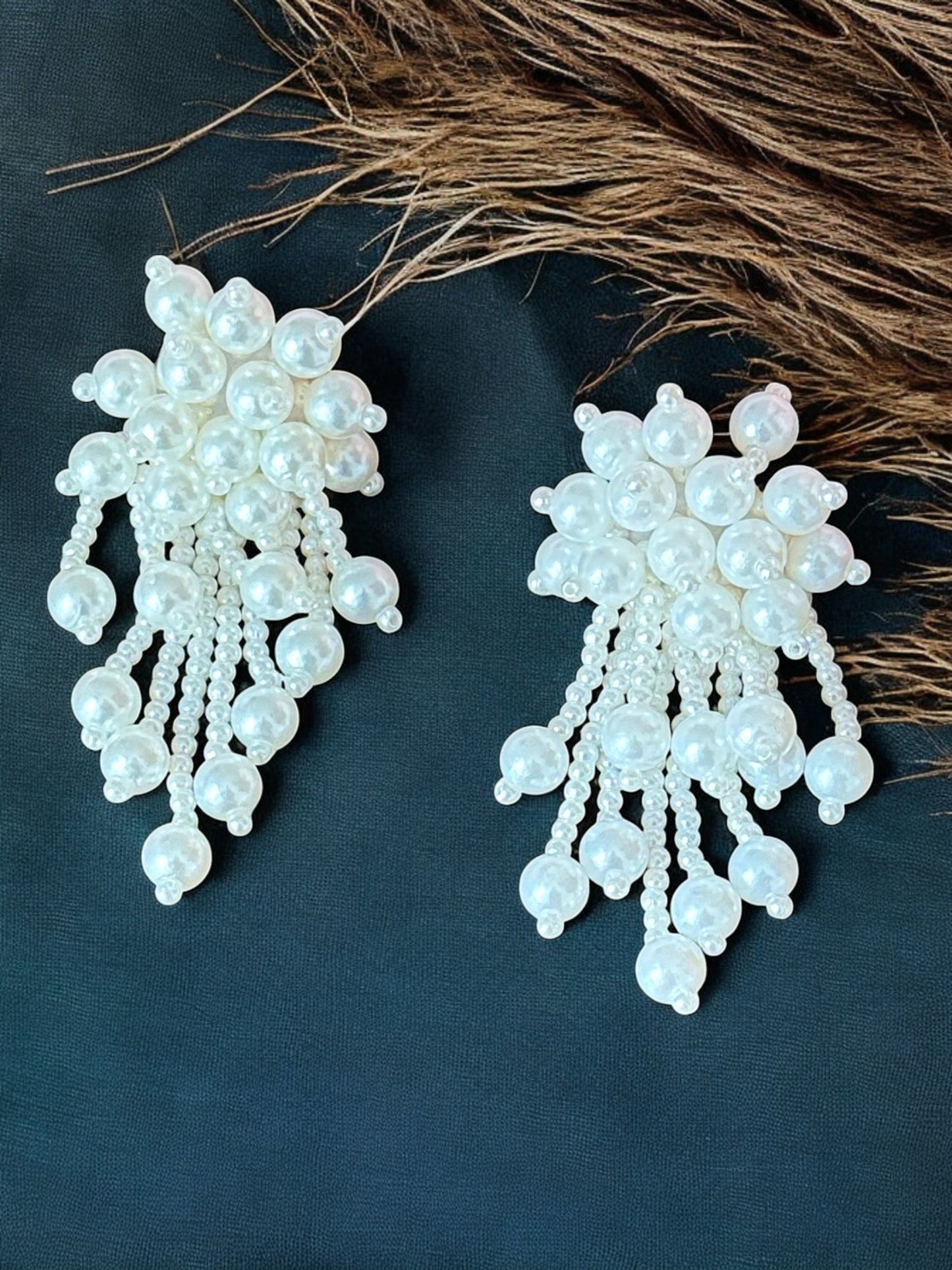 Cascading Pearl Cluster Earrings