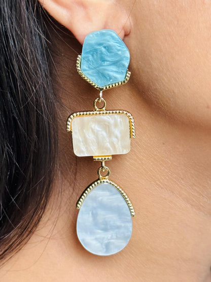 Triple Mother of Pearl Drop Earrings