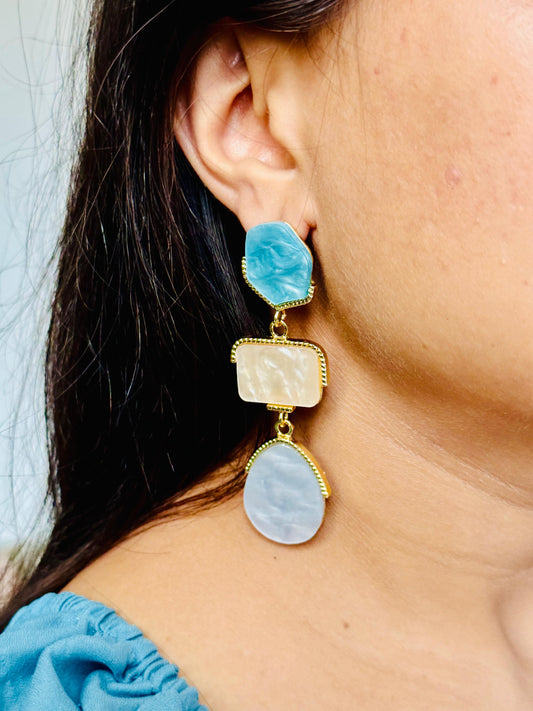 Triple Mother of Pearl Drop Earrings