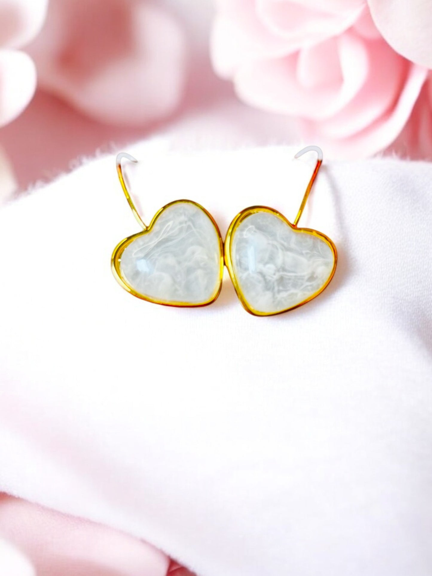 Gold-Plated Heart Drop Earrings