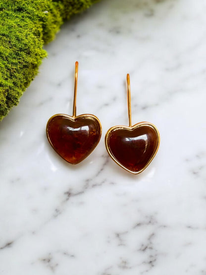 Gold-Plated Heart Drop Earrings