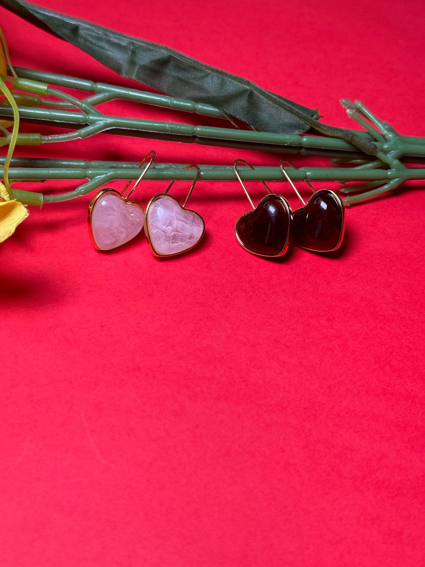 Gold-Plated Heart Drop Earrings