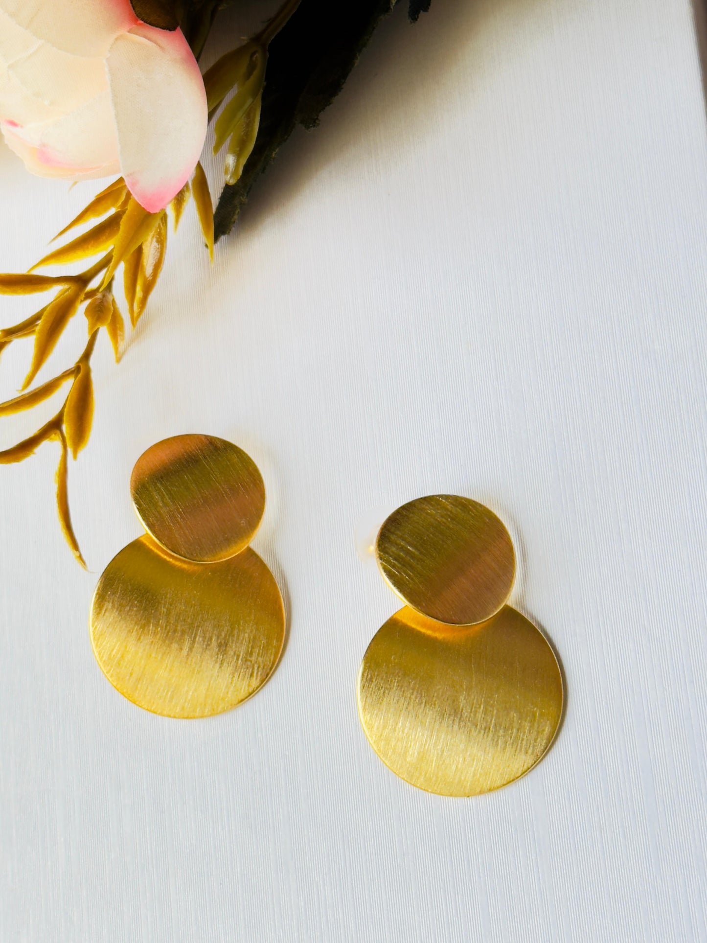 Anti-tarnish Contemporary Double Disk Statement Earrings