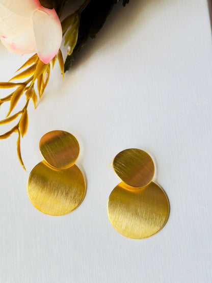 Anti-tarnish Contemporary Double Disk Statement Earrings