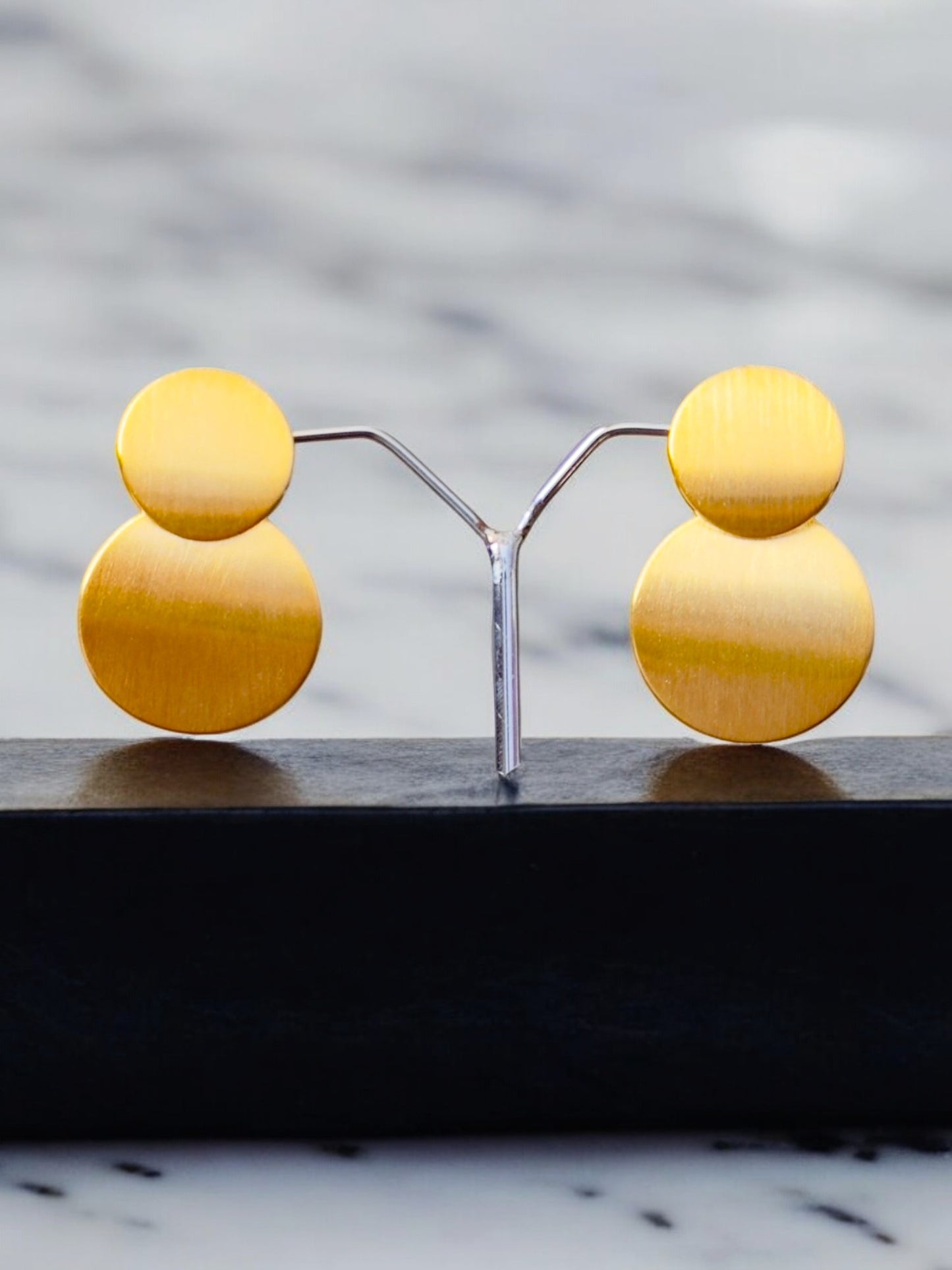 Anti-tarnish Contemporary Double Disk Statement Earrings