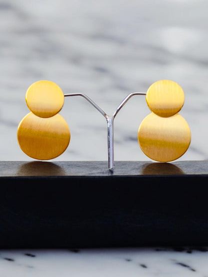 Anti-tarnish Contemporary Double Disk Statement Earrings