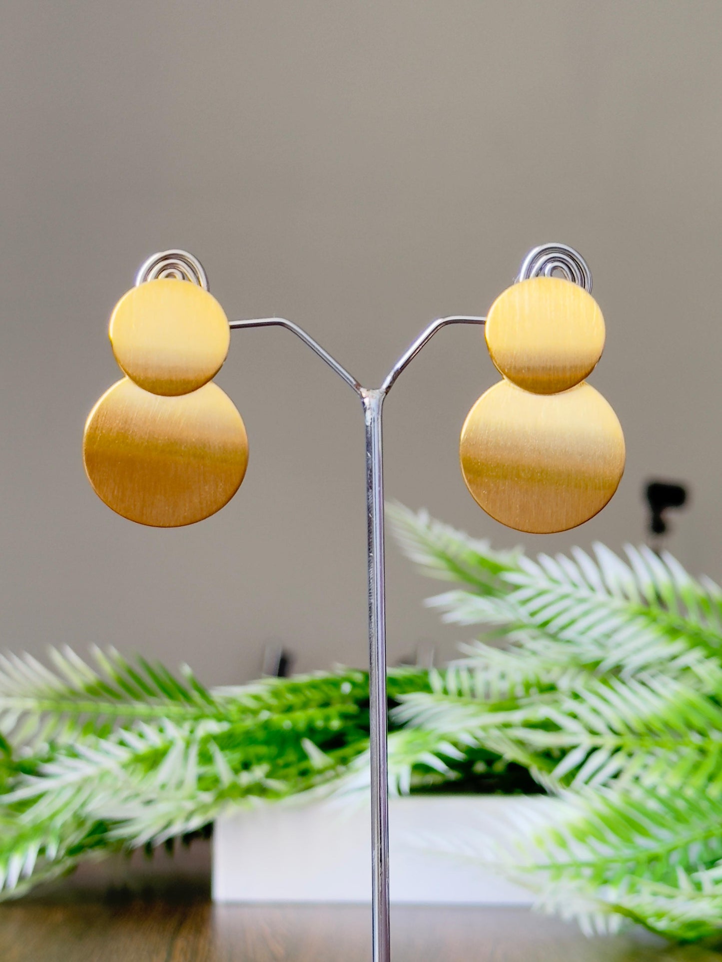 Anti-tarnish Contemporary Double Disk Statement Earrings