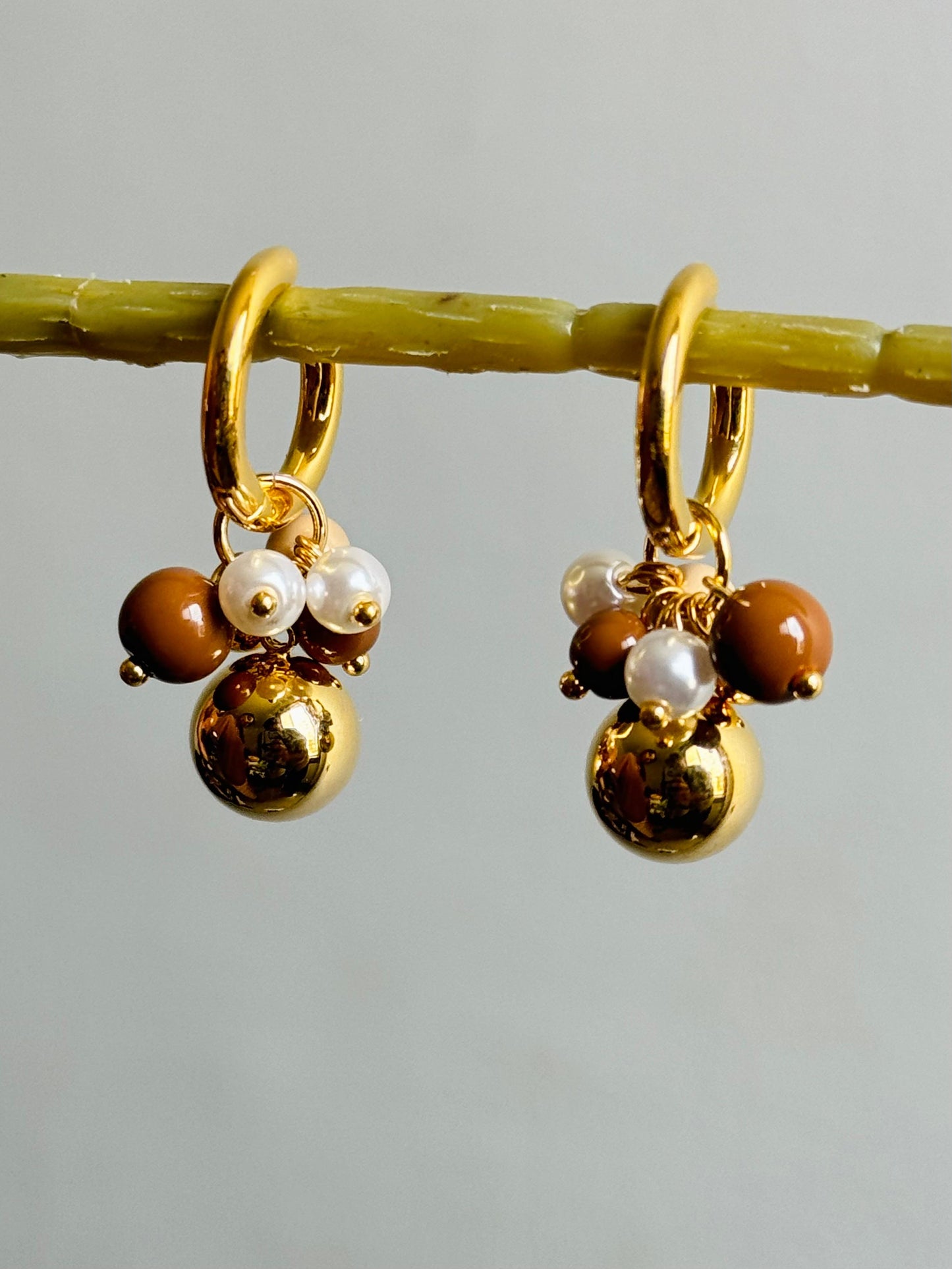 Anti-tarnish Cluster Pearl Earrings