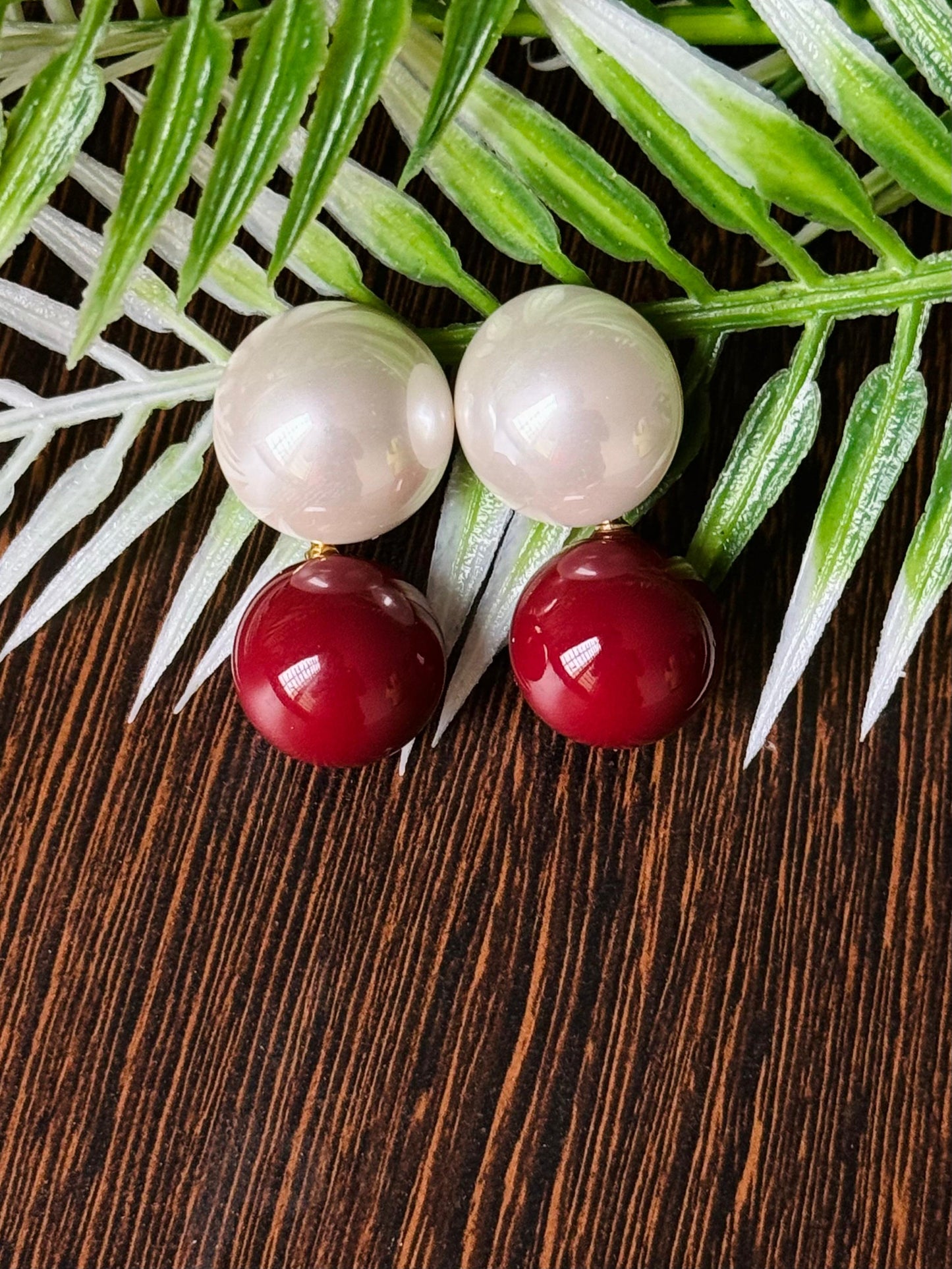 Pearl and Ruby Elegance Studs