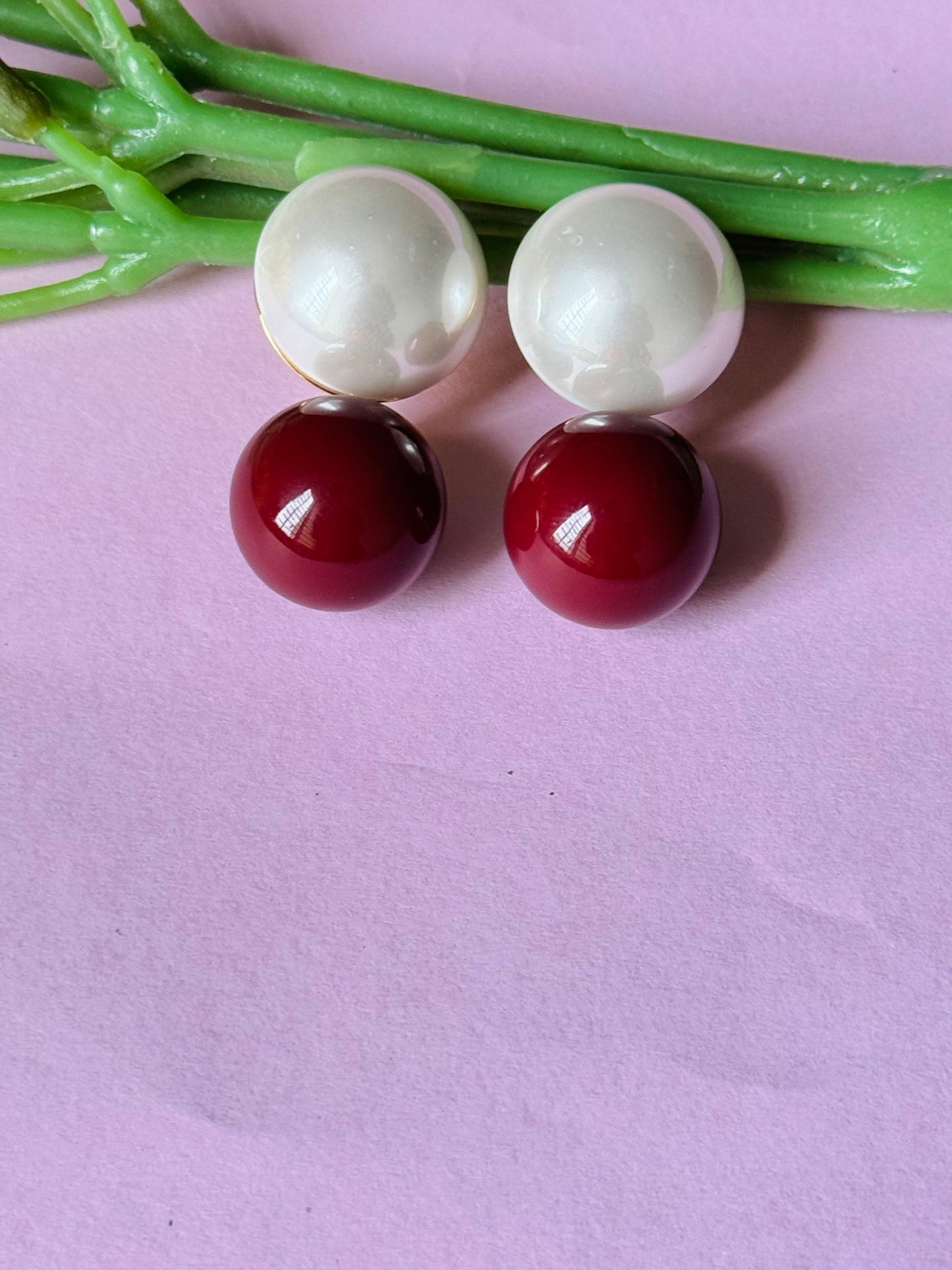 Pearl and Ruby Elegance Studs