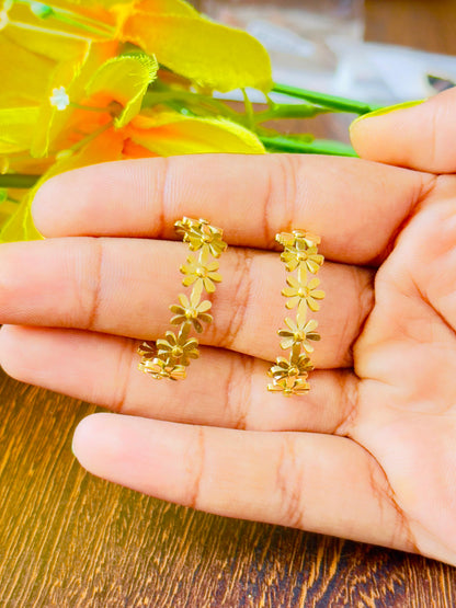 Golden Daisy Floral Hoop Earrings