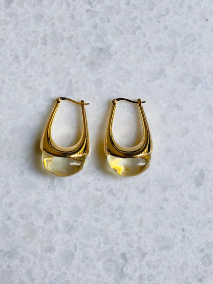 Gold-plated Crystal Glow Teardrop Hoops