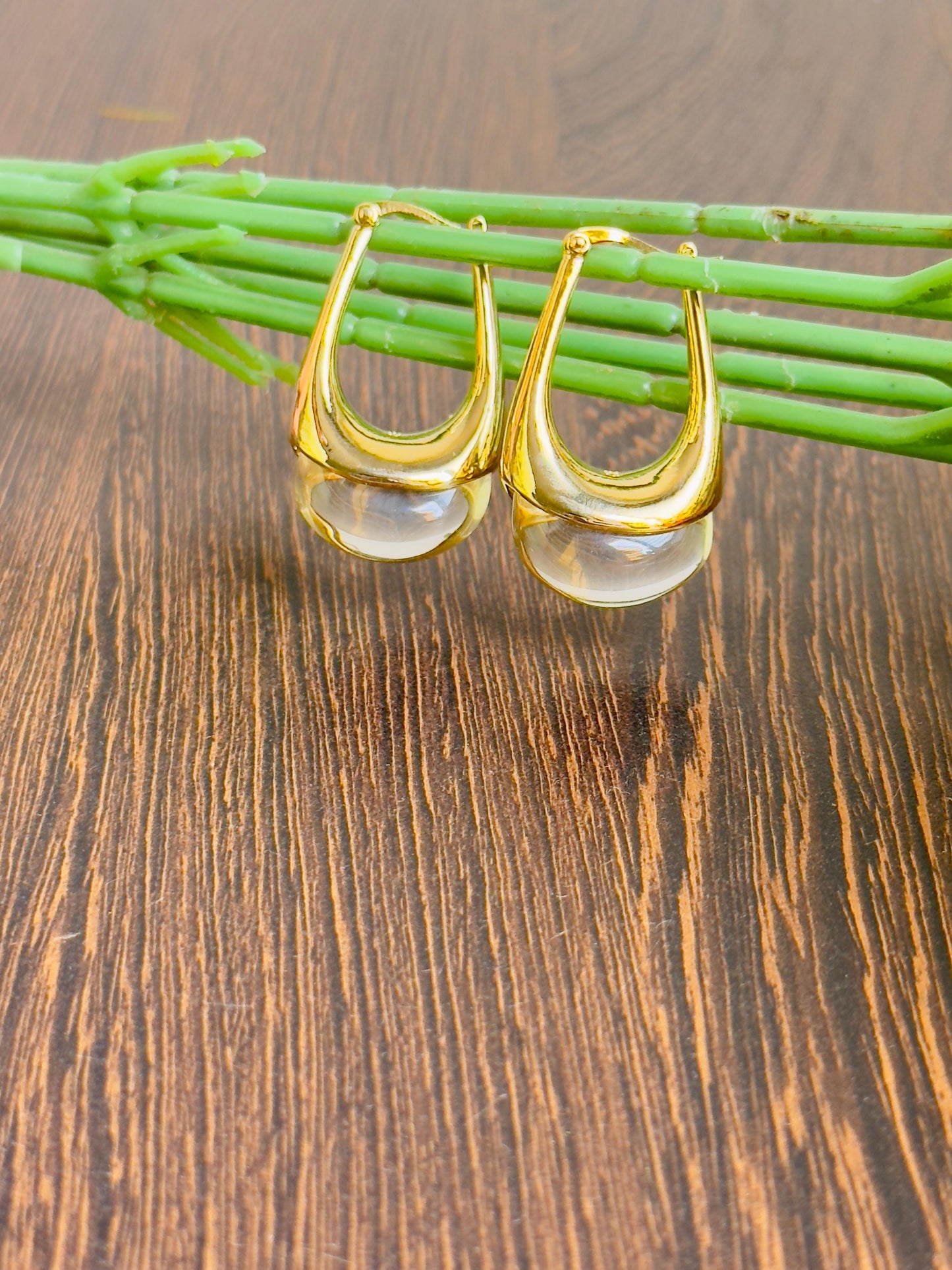 Gold-plated Crystal Glow Teardrop Hoops