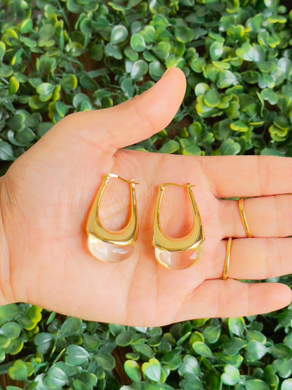 Gold-plated Crystal Glow Teardrop Hoops