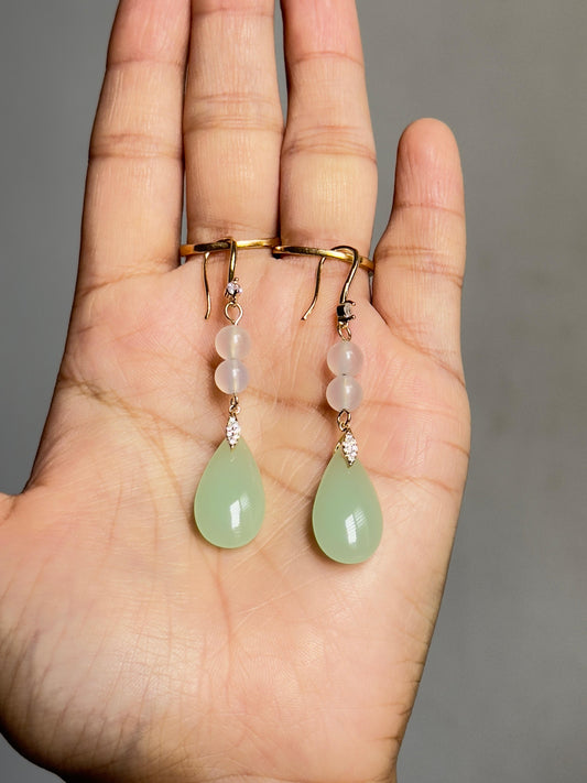 Ayesha Green Teardrop Dangler Earrings