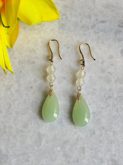 Ayesha Green Teardrop Dangler Earrings