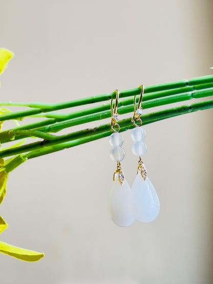 Ayesha White Teardrop Dangler Earrings