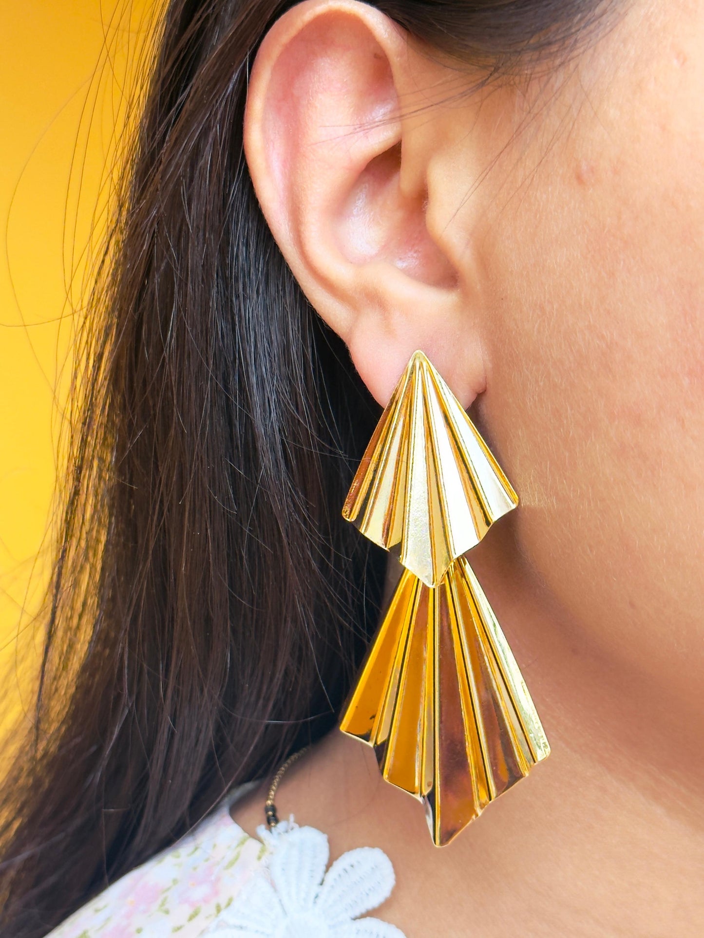 Diana Gold Fan Earrings