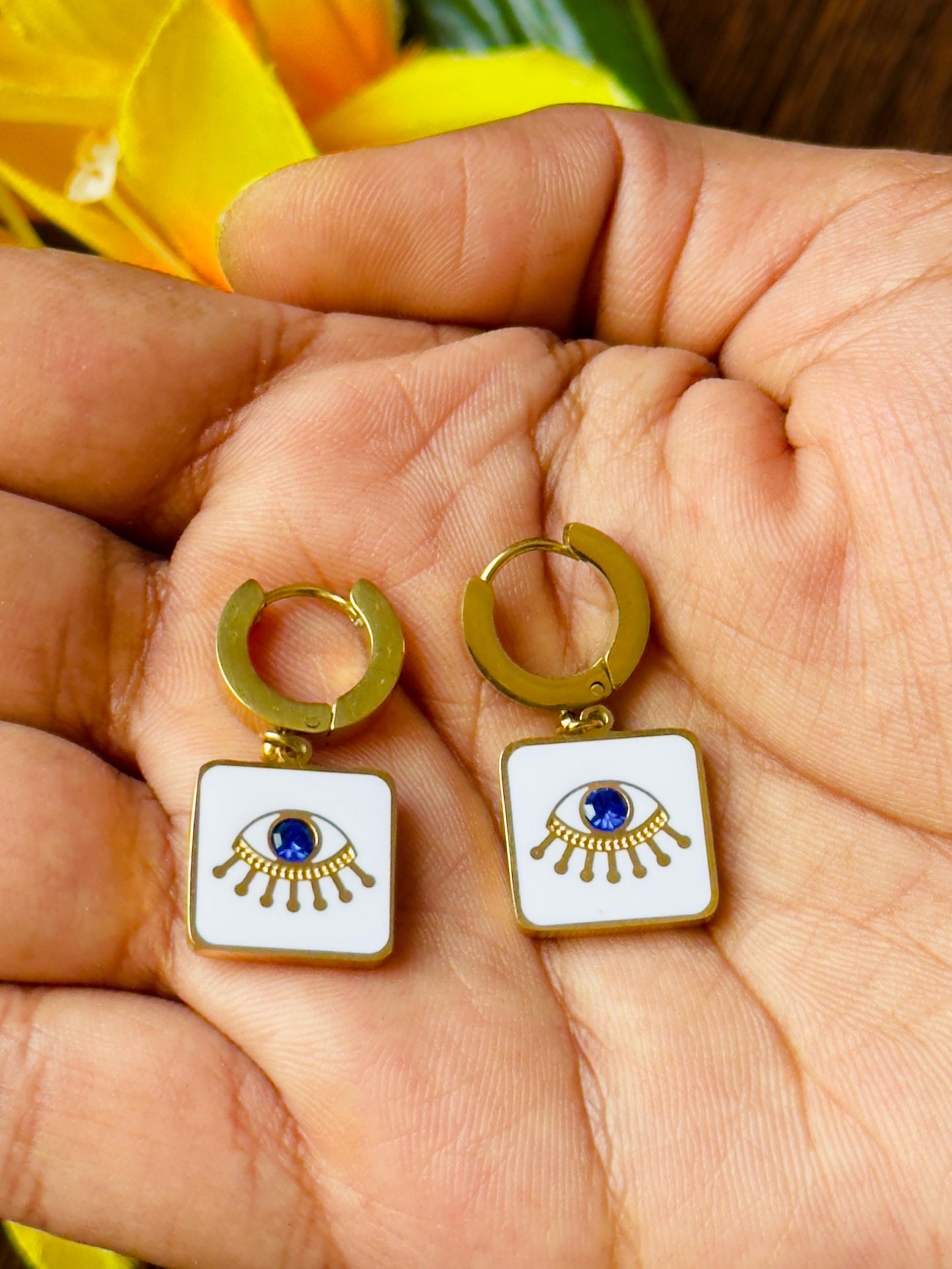 Evil Eye Enamel Dangle Earrings