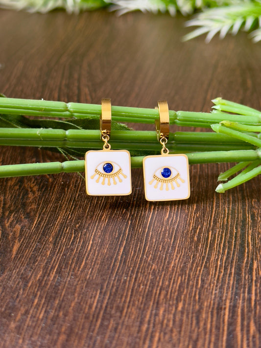 Evil Eye Enamel Dangle Earrings