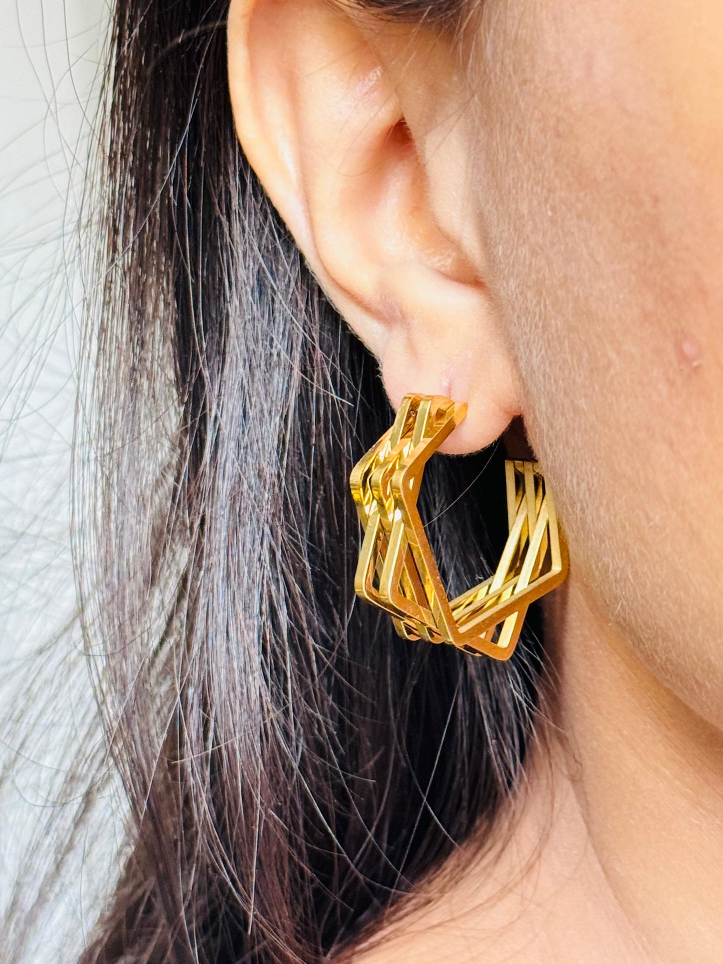 Geometric Gold-Plated Anti-tarnish Statement Earrings