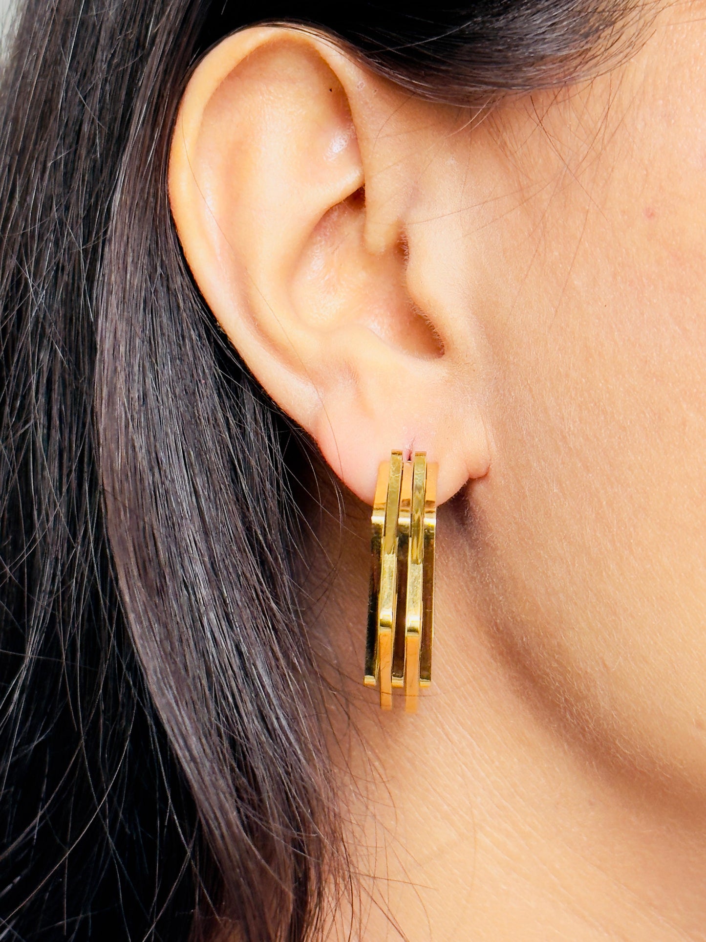 Geometric Gold-Plated Anti-tarnish Statement Earrings