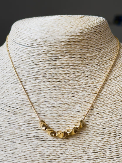 Minimal 18K Gold Plated Necklace with Smooth Bead Accents