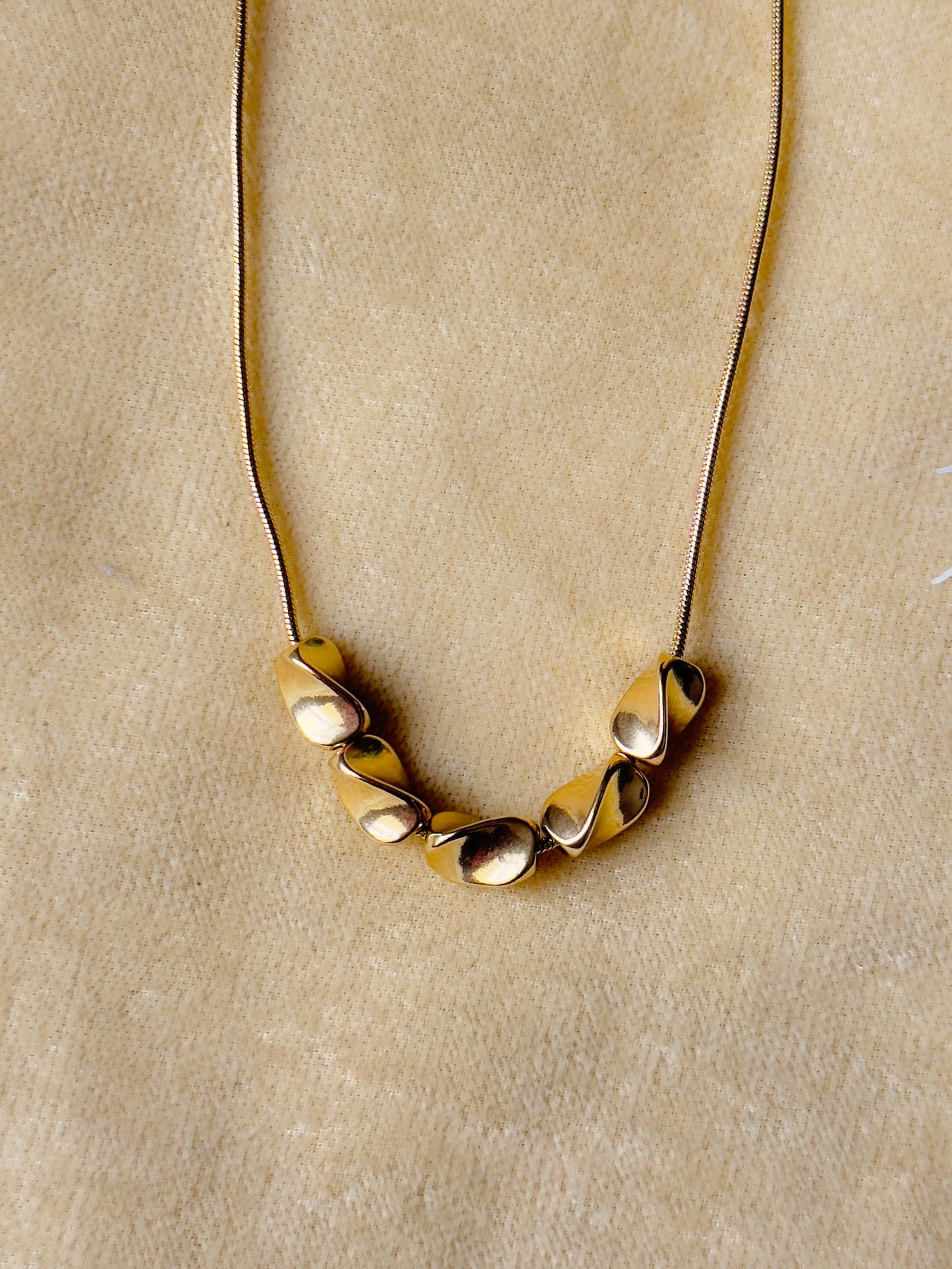 Minimal 18K Gold Plated Necklace with Smooth Bead Accents