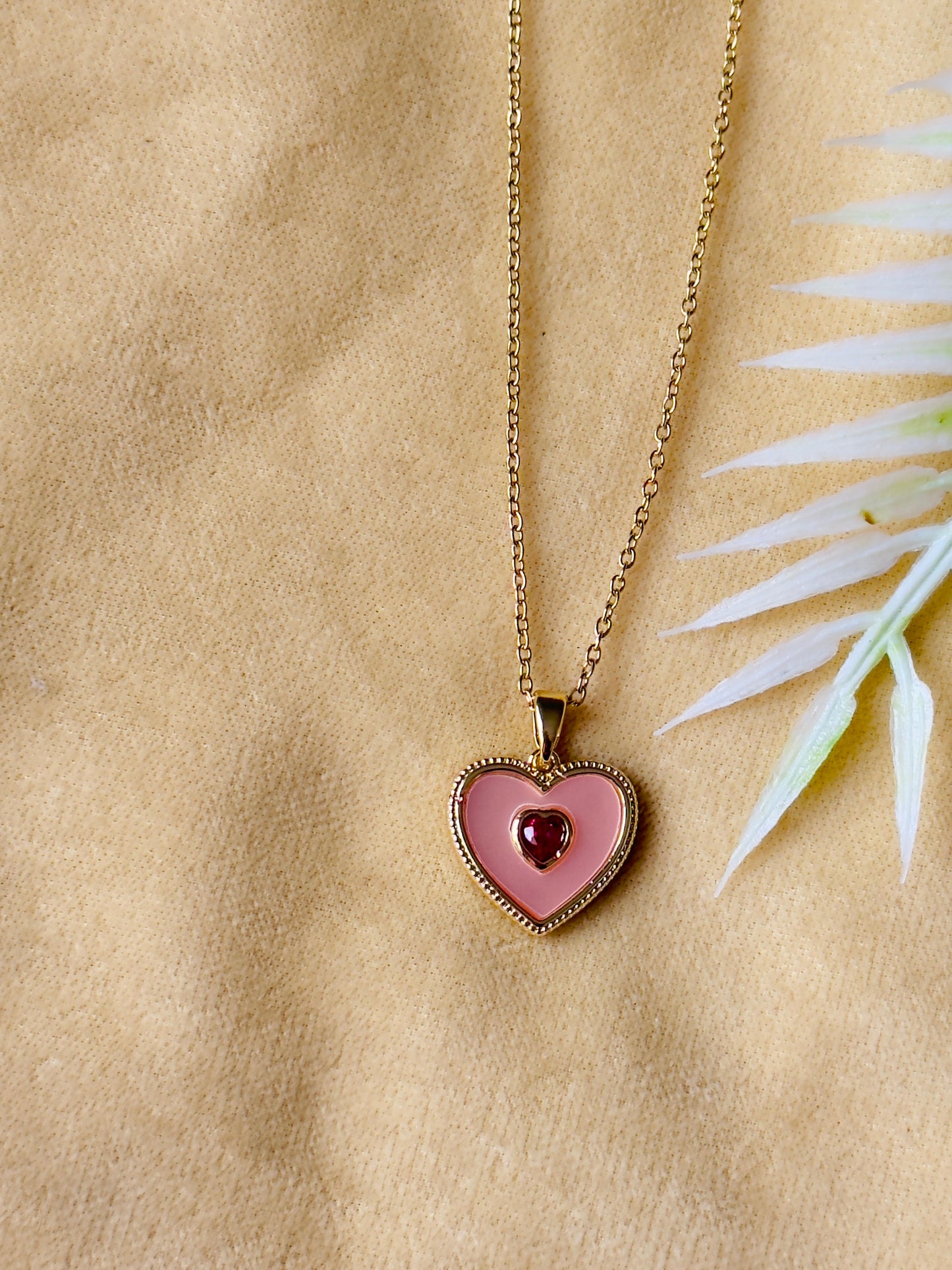 Romantic Pink Heart Pendant Necklace