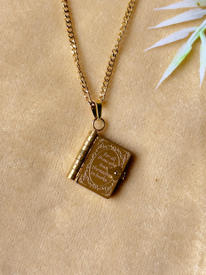 Book Lovers 18K Gold-Plated Pendant Necklace