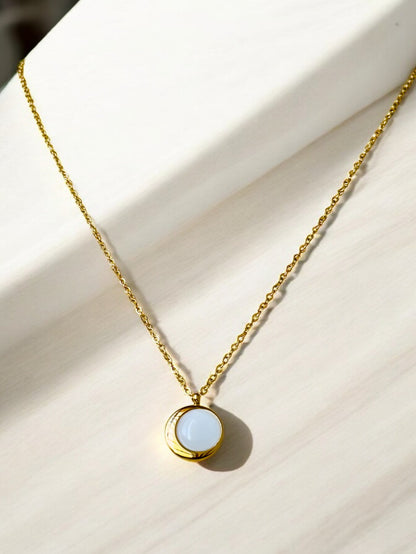 Gold-plated Crescent Moonstone Necklace