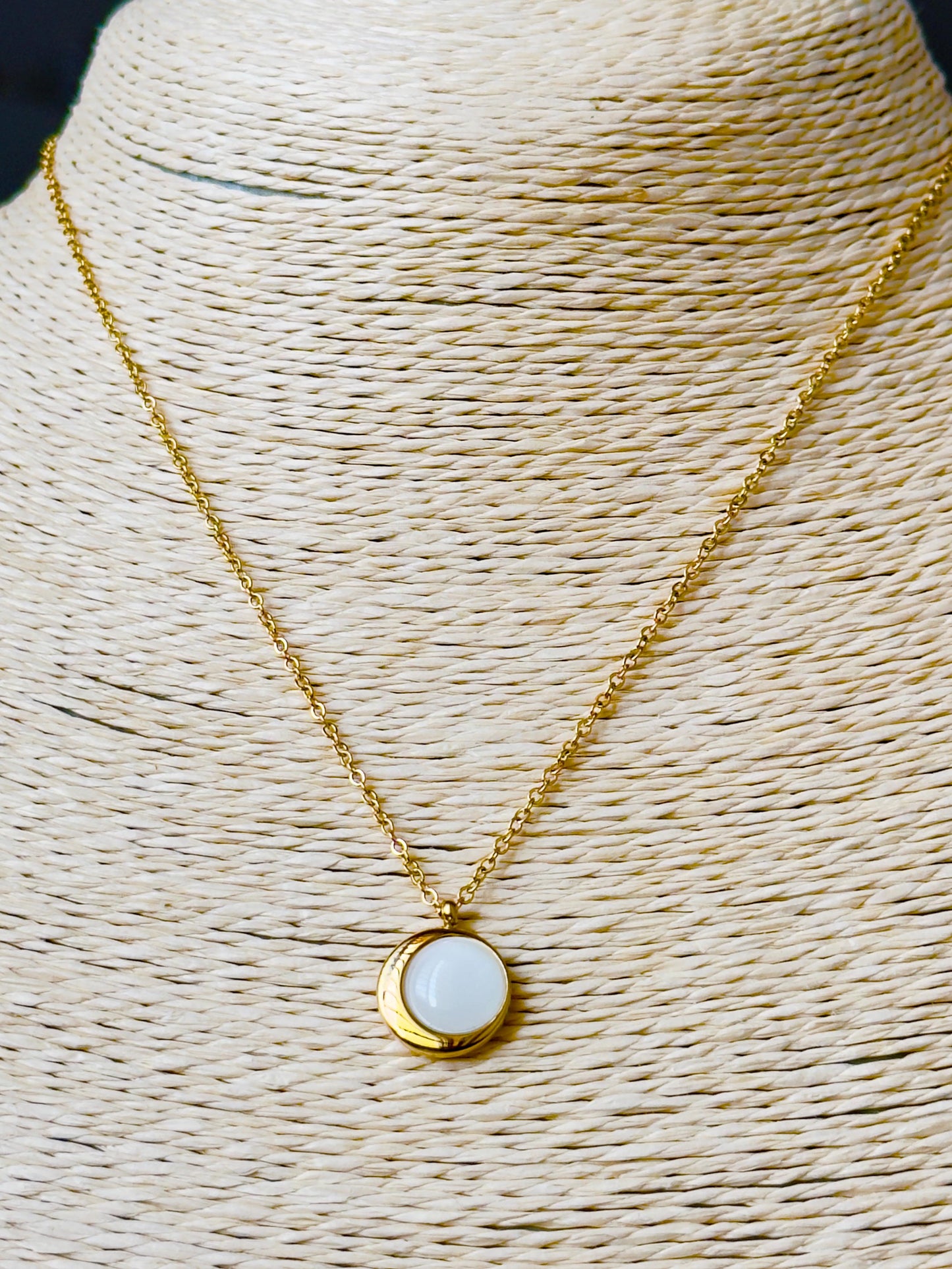 Gold-plated Crescent Moonstone Necklace