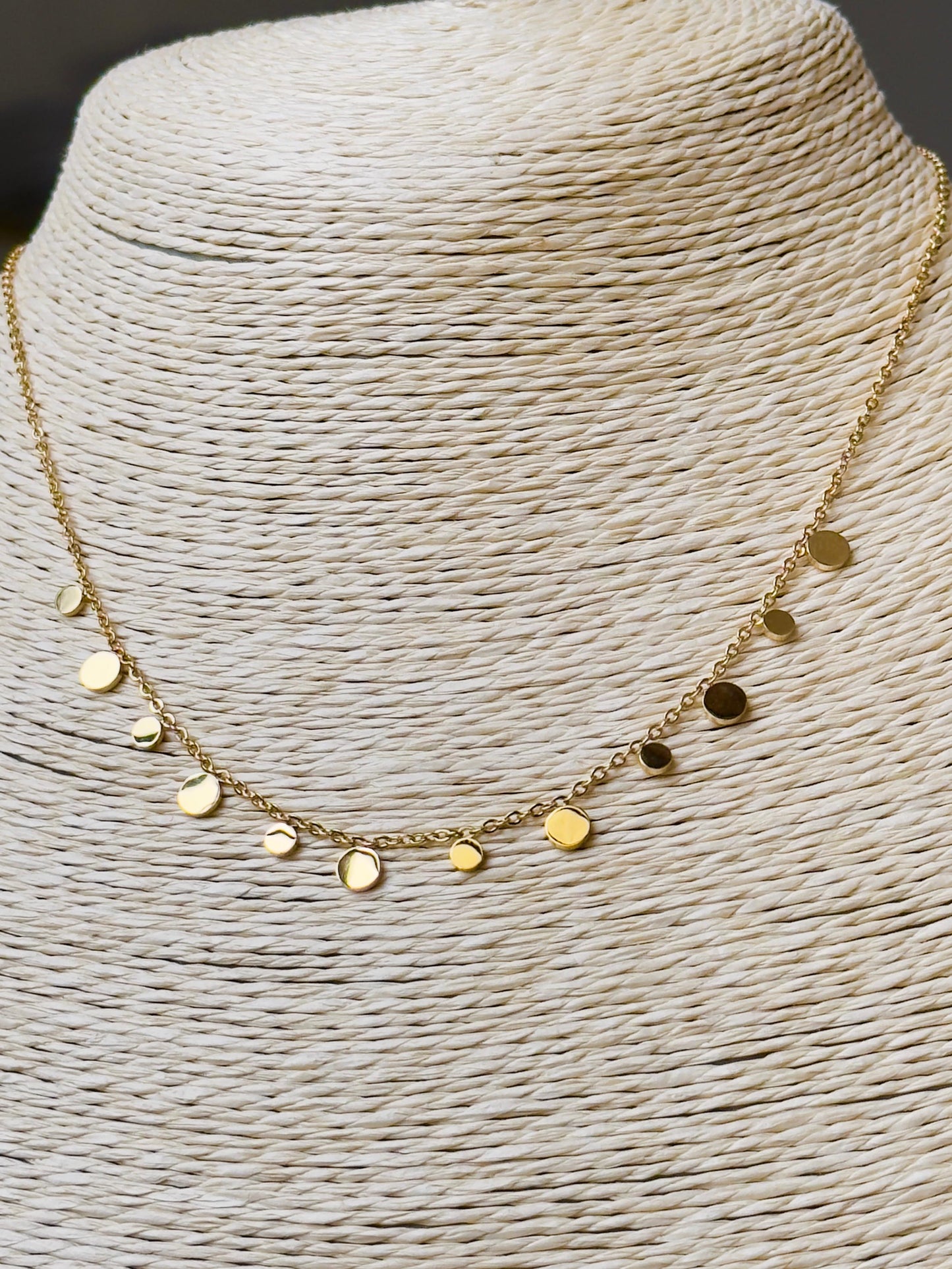 Gold Plated Anti-tarnish Multi Disc Necklace