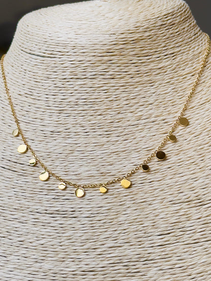 Gold Plated Anti-tarnish Multi Disc Necklace