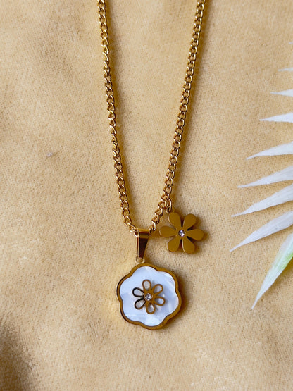 Blossoming Delight Dual Pendant anti-tarnish Necklace