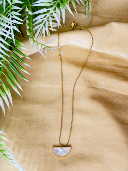 18K Gold-plated Half Moon MOP Necklace