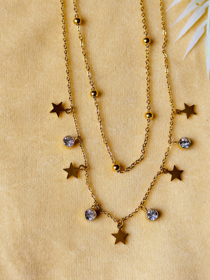 18K Gold-plated Star Shaped Double Layer Necklace