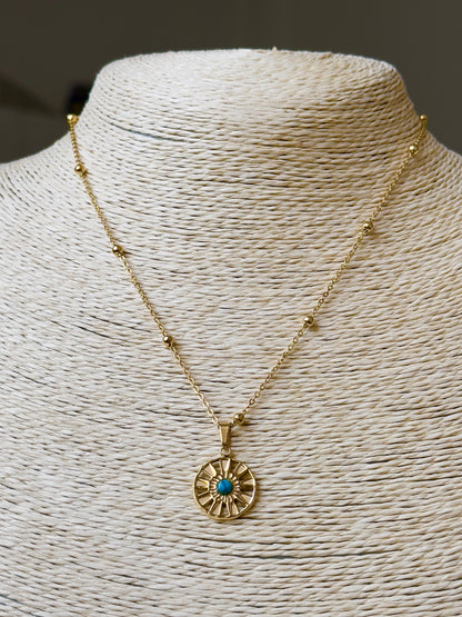 Gold-plated Turquoise Pendant Necklace