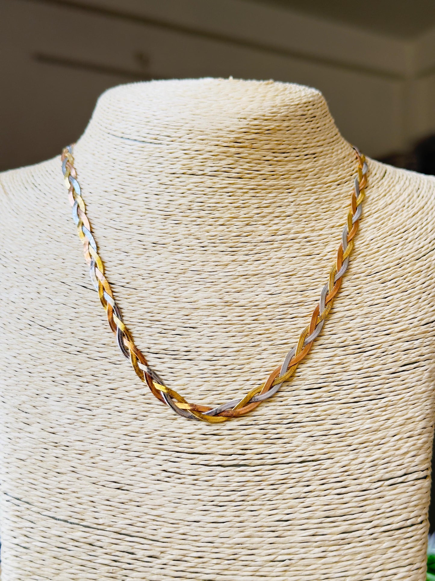 Egypt Multi-Tone Braided 18K Gold Plated Necklace