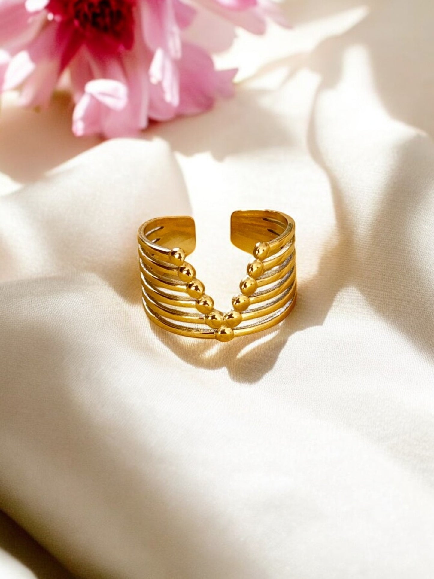 Gold-Plated V Shaped Ring